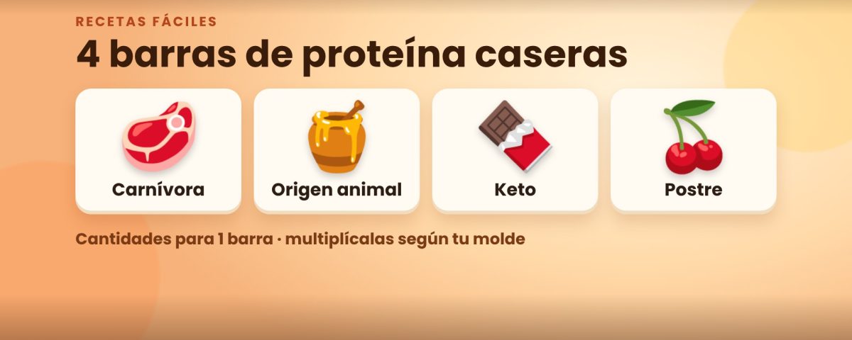 4 barras de proteína caseras: carnívora, origen animal, keto y postre